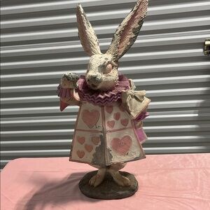 Decorative Pink Heart Bunny Figurine - Home Art Accent